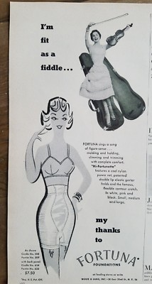 1954 women's FORTUNA girdle garters bra fashion foundations ad