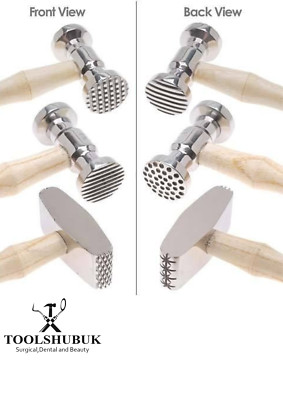 3 Stck. - Doppelseitiger Metall Schmuck Textur Ziselierung Repousse Hammer 6 Muster