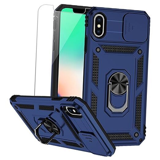for iPhone XS Max Case with Navy Blue with camera cover Military-Grade 2nd gen