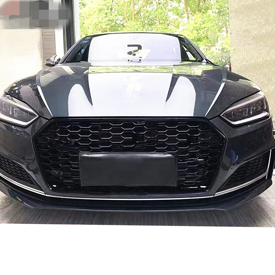 RS5 Style Honeycomb Fits AUDI A5 S5 B9 2018 2019 Glossy Black Front Grille Grill Foto 4 de 4