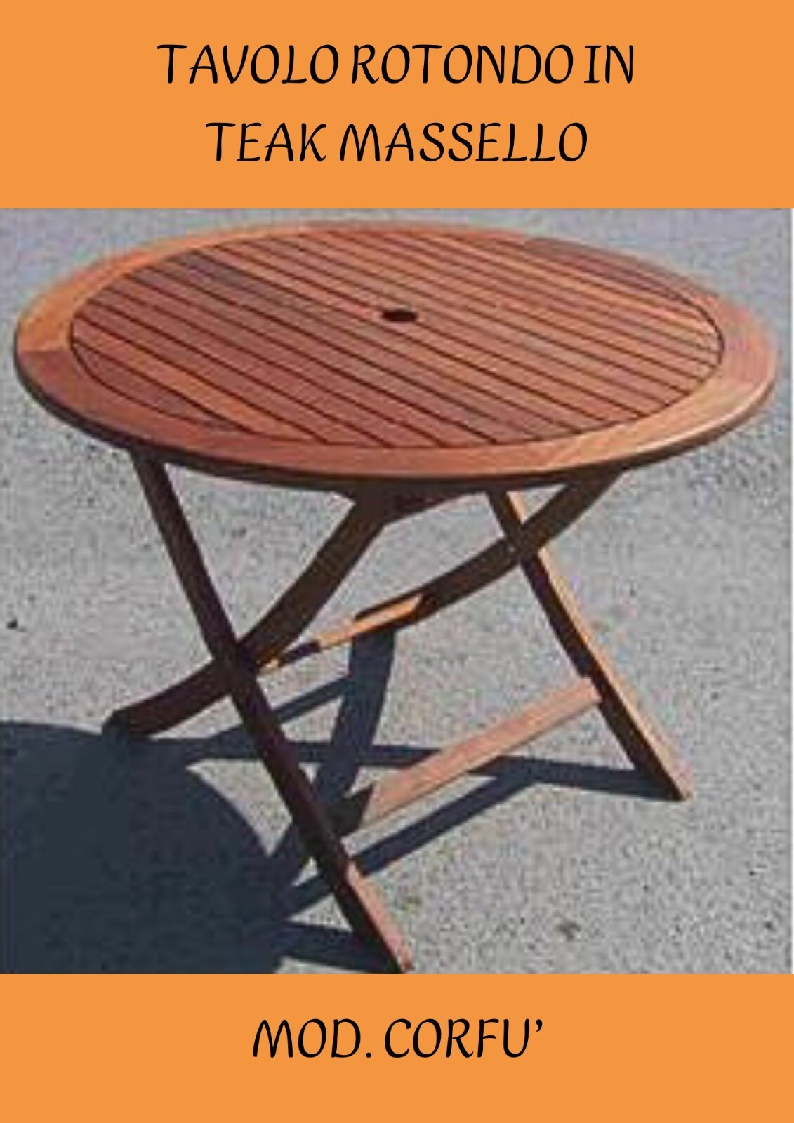 Tavolo rotondo da giardino in teak massello 100 cm