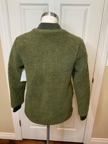 Abercrombie & Fitch Green Fuzzy Sherpa Fleece Zip-Up Bomber Jacket, Size XS - Picture 4 of 5