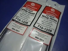 2) 12 inch 3/16" ID Whip Hose 1/8" Male fittings, Hand operated grease guns only