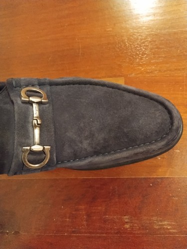 Salvatore Ferragamo Herren BLAU Wildleder Leder Horsebit Halbschuhe Slipper Schuhe 11M - Bild 8 von 12