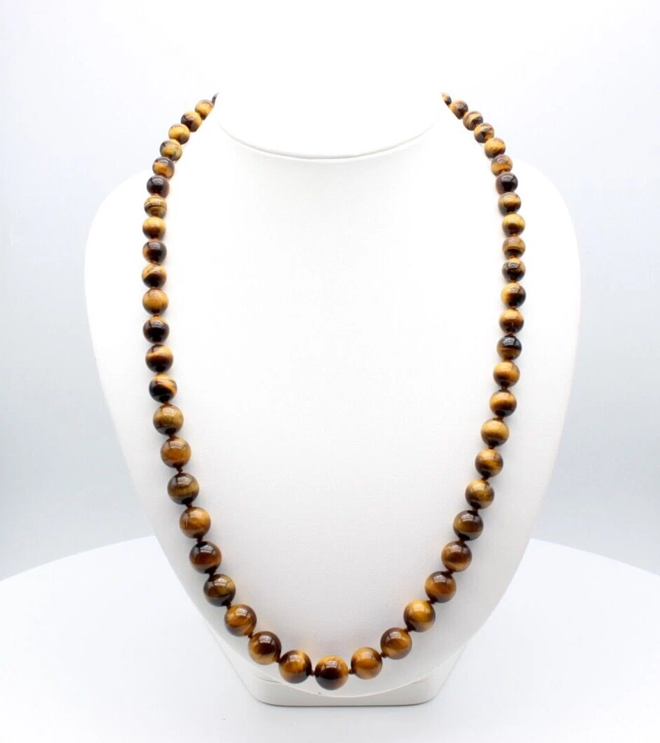 100 Perline In Pietra Naturale Occhio Di Tigre Rosso 8 Mm – Sfuse Per Creazione Gioielli – Con Cordoncino Elastico 10 M Incluso