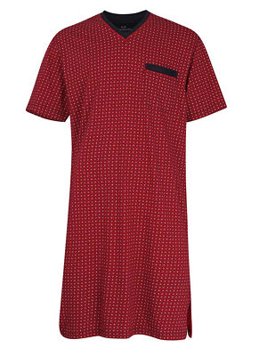 Götzburg Herren Nachthemd V-Neck Reine Baumwolle Schlafshirt Sleepshirt Kurzarm