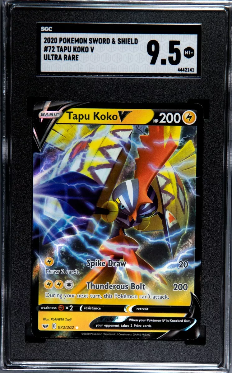 2020 POKEMON SWORD & SHIELD- 72- TAPU KOKO V- PSA 9 CARD – Pokefeens