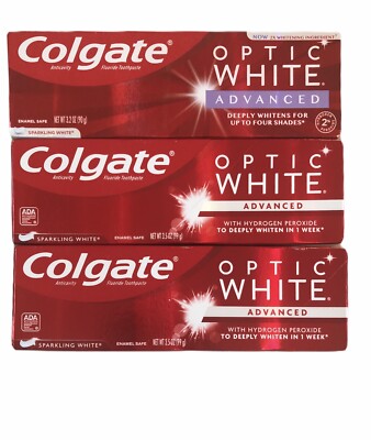 Three Colgate Optic White Advanced Toothpaste 3.5 oz