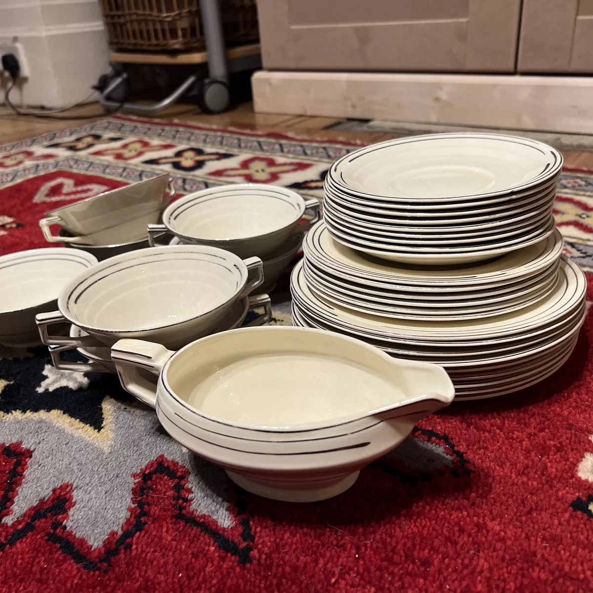 Original rare Grindley England Art Deco bone china dinner set 32 piece