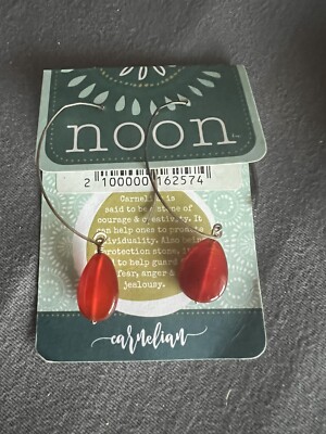 NWT NOON RED/ RUST CARNELIAN STONE EARRINGS-PIERCED