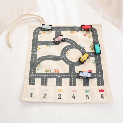 Wooden Baby Montessori Toys Baby Car Traffic Road Map Canvas Desktop Mat Game-j - Picture 2 of 8