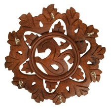 Portachiavi Da Parete In Legno Decorativo Om Per Ufficio Casa Grande Con 6 Ganci