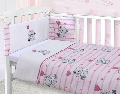 pink cot bumper set