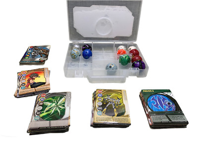 Lot of 12 Bakugan Battle Brawlers Figures with 70+ Cards and Carrying Case