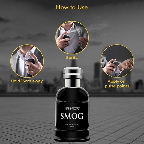 John Phillips™ Smog Eau De French Perfume For Men - 100 ml Fresh, Elegant. - Picture 4 of 5