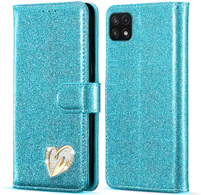 Samsung Galaxy S23 S25 Handyhülle Glänzend Leder Bling Glitzer Flip Wallet Cover