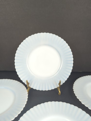 Macbeth Evans Petalware Cremax Opaque Bread Plate Set Of 4 vintage 9 1/4" across - Picture 3 of 6