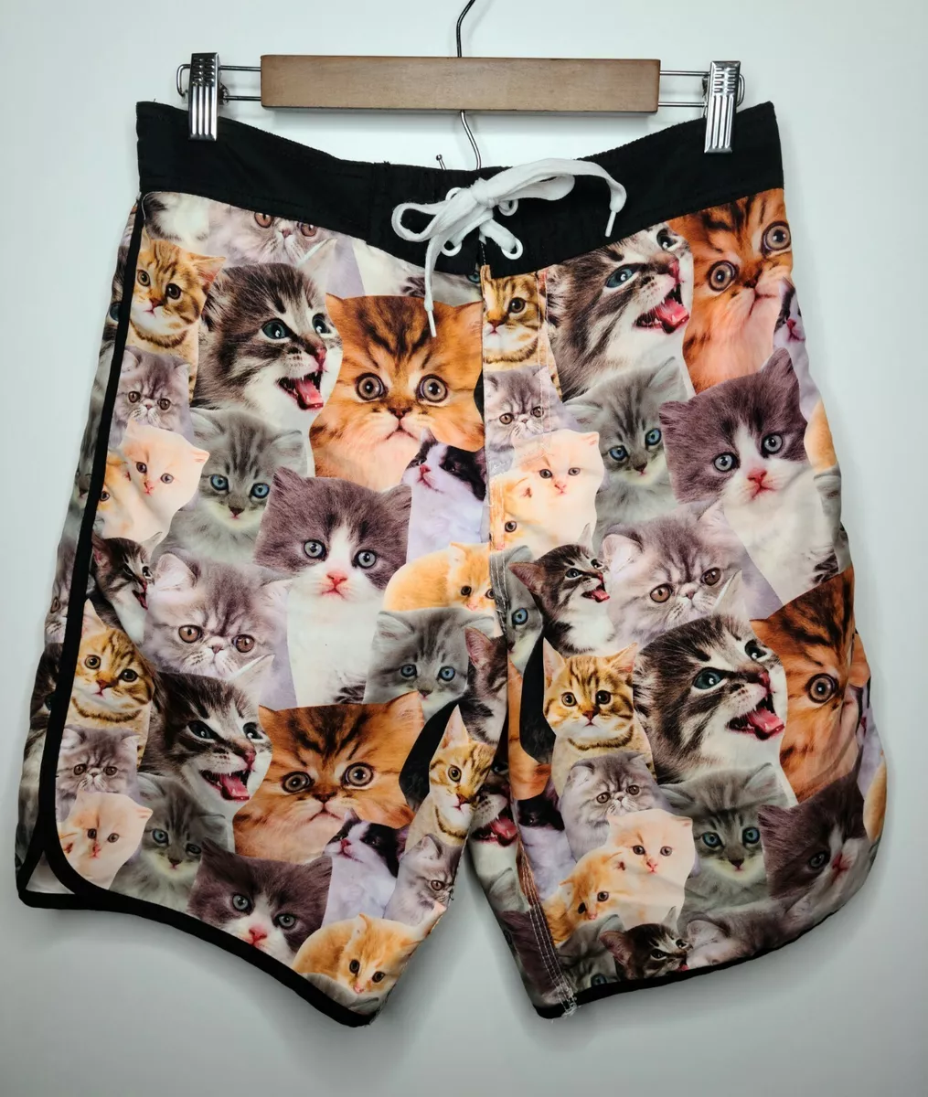 Cat print hotsell swim trunks
