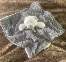 Blankets  Beyond Lovey Security Blanket Plush Teddy Bear Minky Gray Dot /White