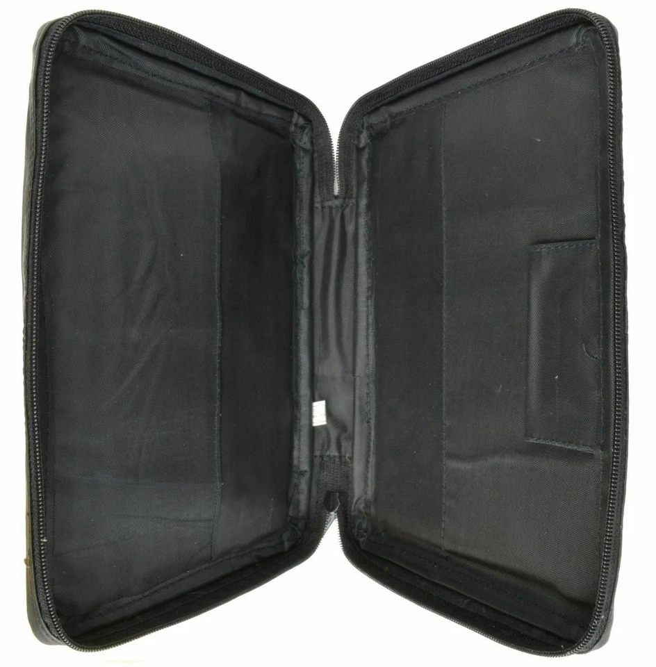 New Medium Black Genuine Leather Bible/Book Cover Case Zippered Organizer - Image 2 of 2