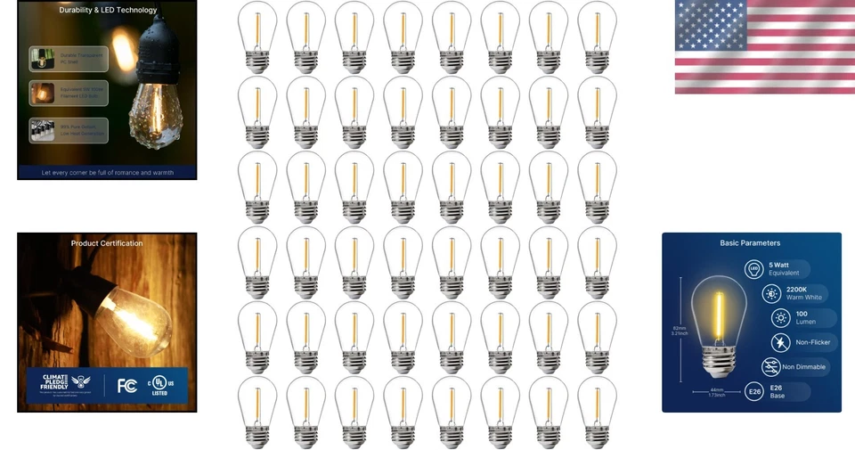 Decorative Edison Style Bulbs - 2200K Warm White - Image 2 of 4