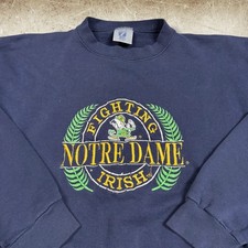 Vintage 90s Notre Dame Logo 7 Spellout Crewneck Sweatshirt Size L Made in USA