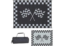 Ming’s Mark Stylish Camping RF9121 9' x 12' Racing Flag Mat - Black/White