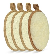4 Pack Brown Natural Loofah Sponge Exfoliating Body Scrub Shower Luffa Pad