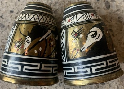 Hand Made Salt & Pepper shakers from Greece collector collectible painted