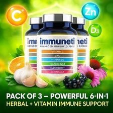 Immuneti Advanced Immune Defense 6-in-1 Vitamin C D3 Zinc Supplement (Pack of 3)