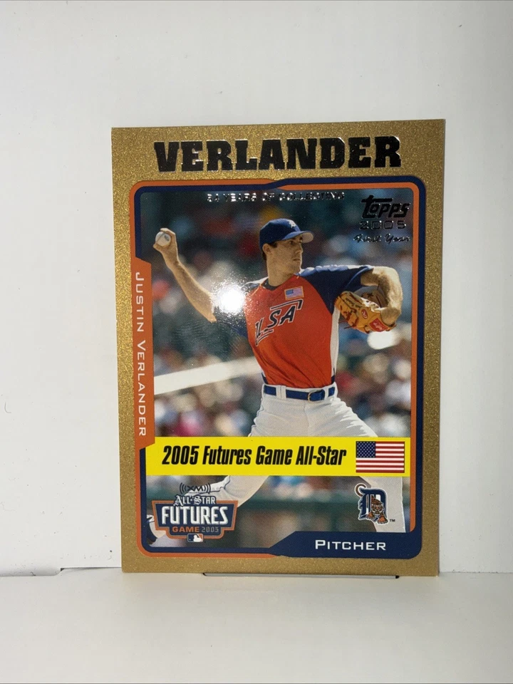 Topps Justin Verlander 2005 actualizaciones y aspectos destacados dorado 002/2005 SP #UH220 Foto 2 de 4