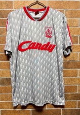 LIVERPOOL FC 1989/1991 AWAY FOOTBALL SHIRT JERSEY SIZE XL RETRO REPLICA GRAY