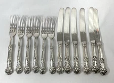 Rogers Bros Silverplate Flatware Charter Oak Hollow Handle 6 Forks 6 Knives WOW