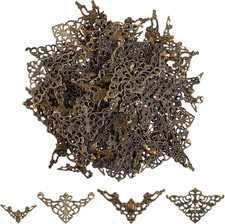 96 PCS Metal Book Corner Protector, 4 Styles Vintage Hollow Triangle Decorative