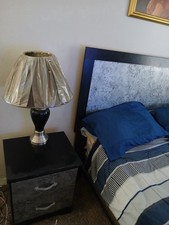 Black Gray Bedroom Set, Bed, Nightstand, Dresser, Mirror, Modern Matte Wood