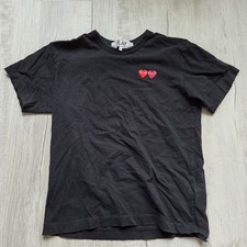 COMME DES GARCONS CDG PLAY DOUBLE HEART EYE LOGO T-SHIRT SIZE L Black Japan Made