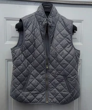OLD NAVY WOMEN'S GRAY ARGYLE QUILTED PUFFER ZIPPER FRONT VEST SIZE L NWT $37