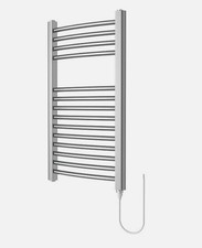 Image of Chrome Curved Towel Radiator 700x400mm Bathroom Heated Rail 583 BTU 14 Bars