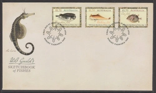 AUSTRALIA 2026 WB Gould's SKETCHES of FISHES set of 3 VF Used on FDC - in stock