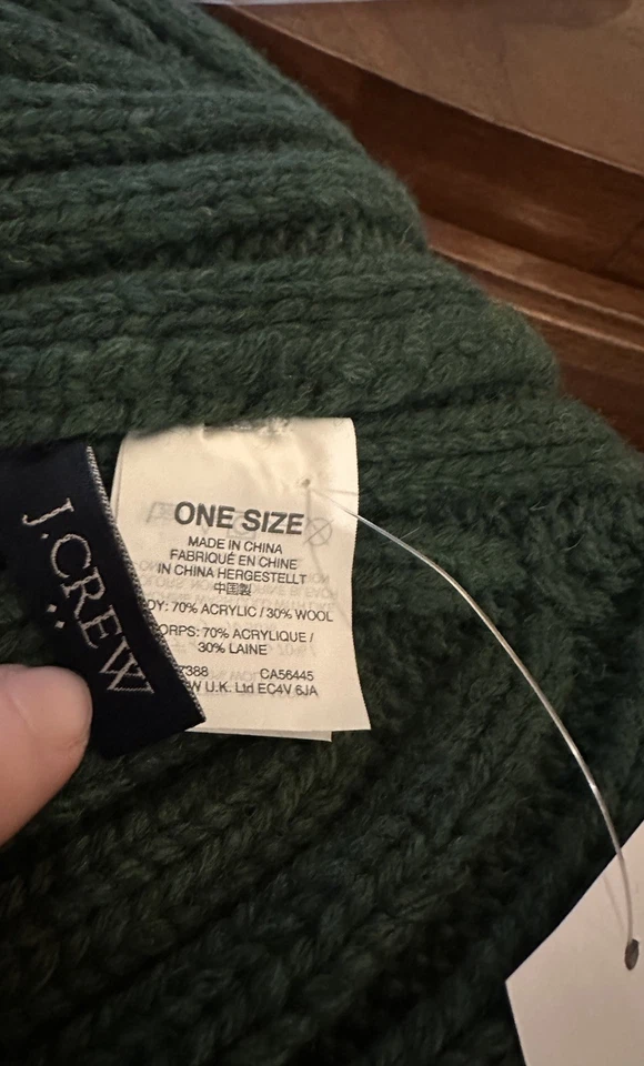 J. Gorro de pescador Crew Factory mezcla de lana acanalado verde cazador nuevo con etiquetas Foto 2 de 4