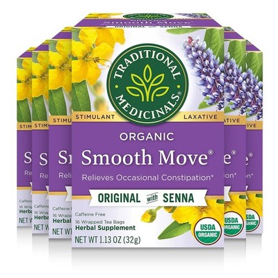 Traditional Medicinals Tea, Organic Smooth Move, 16 Tea Bags (Pack of 6)