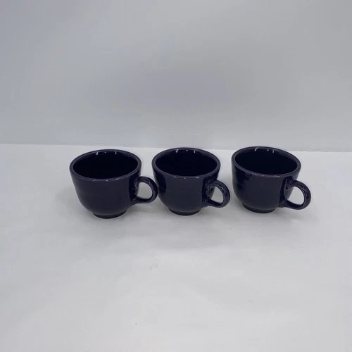 Fiesta Fiestaware Plum Purple Cups 3 Small Mugs Espresso Coffee Excellent!