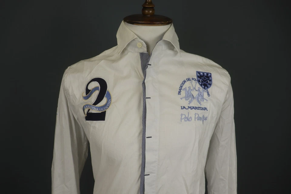 La Martina Buenos Aires White Classic Long Sleeve Collared Button-Up Shirt Sz M - Image 2 of 4