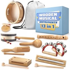 Wooden Musical Instruments Set   13-Piece Music Instruments Kit with Durable ...