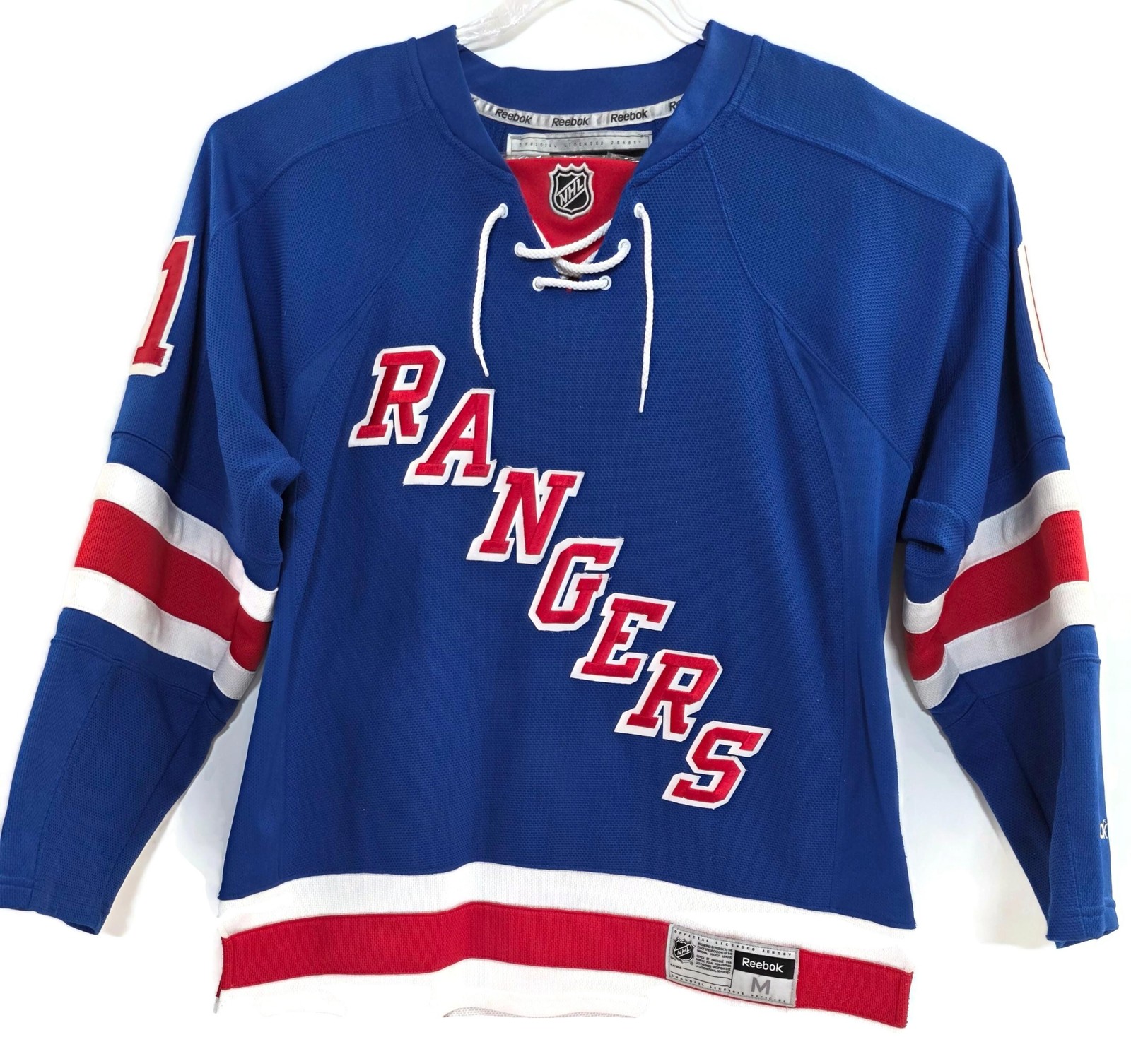 New York Rangers Hockey Jersey Mens Medium Blue Home NHL Rick Nash 61 Reebok