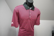 Adidas Golf Polo ClimaLite Striped Athletic Short Sleeve Golf Shirt Mens Large