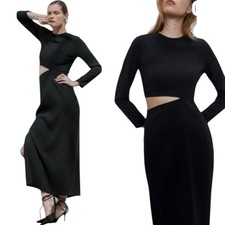 ZARA - NWT Cut Out Maxi Long Sleeve Minimalist Dress Sz S