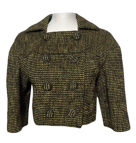 Giacca Chanel giallo tweed doppiopetto crop taglia US 8 FR 40