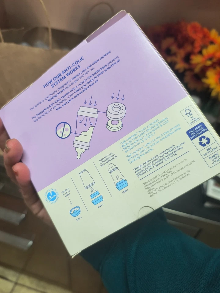 MAM Easy Start Anti-Colic Baby Bottles, 5oz 2 Count Slow Flow Nipples NEW - Image 3 of 4