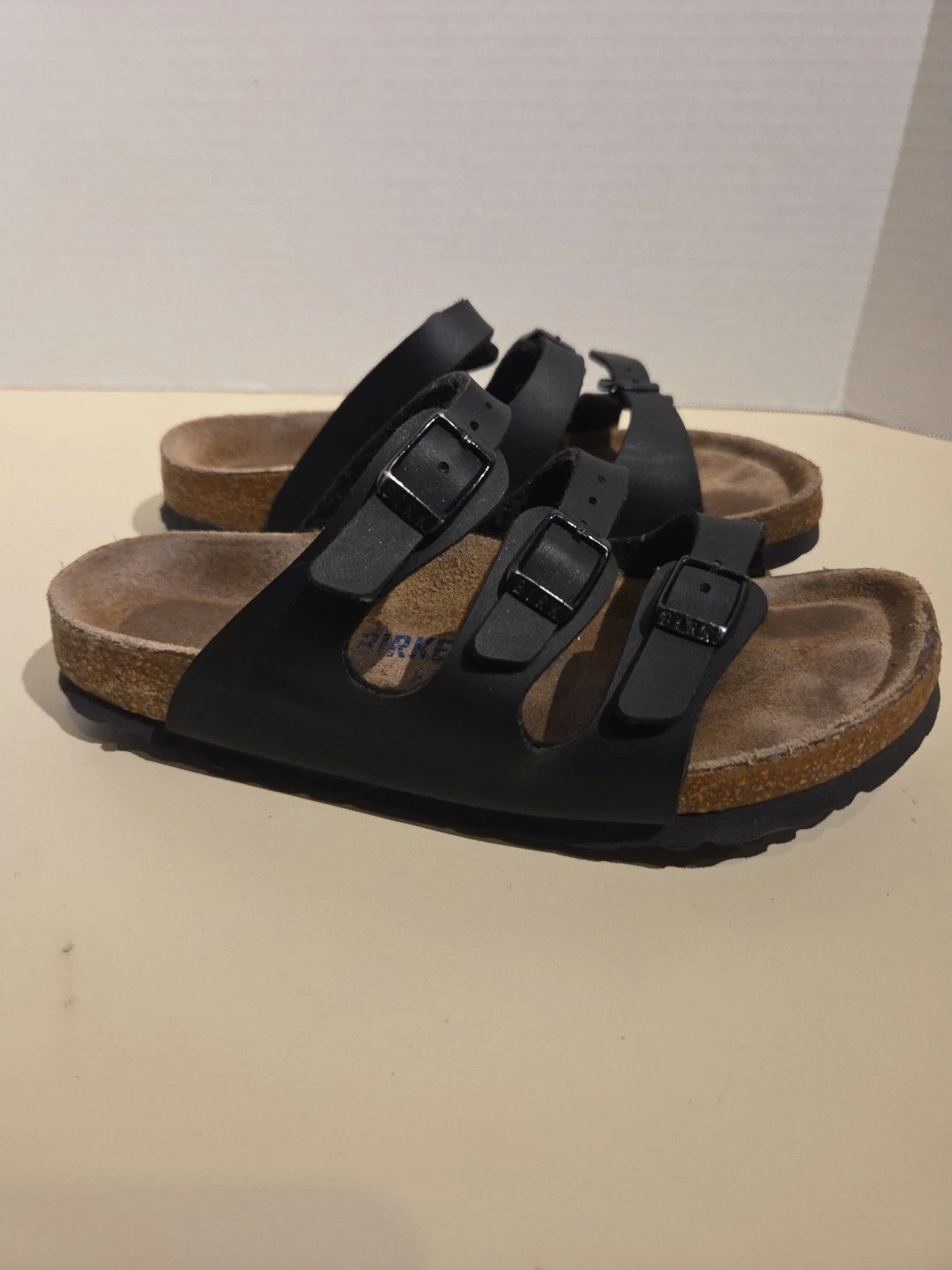 Birkenstock Florida Black 3 Strap Sandals Size 24 US Womens 6- 6.5 Clean Cond